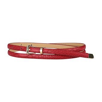 Women's Skinny Embossed Leather Belts Alloy Pin Buckle Belt for Jeans Dresses Pants