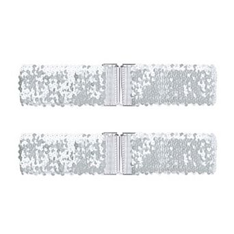 Ladies Stretchy Wide Waist Belts Interlock Buckles Shinny Sequins Decor Belts for Dresses