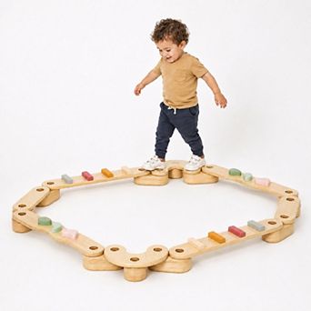 Funphix Kids Gymnastics Balance Beam & Stepping Stones Adjustable Wooden Balance Board