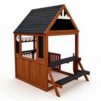 Funphix Cedar Kids Playhouse Kitchen With Picnic Bench