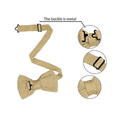 Men's Pre-tied Bowtie Adjustable Neck Solid Color Knitted Bow Ties