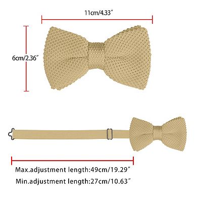 Men's Pre-tied Bowtie Adjustable Neck Solid Color Knitted Bow Ties