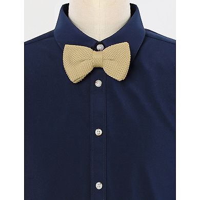 Men's Pre-tied Bowtie Adjustable Neck Solid Color Knitted Bow Ties