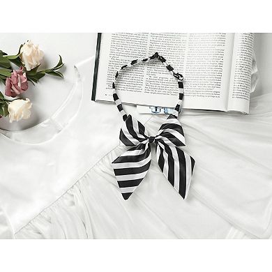 Striped Pre-Tied Uniform Adjustable Bow Tie for Cosplay Costume for Men Women