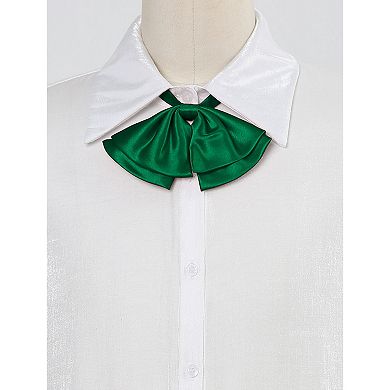Women's Pre-Tied Neckties Bow Solid Adjustable Casual Uniform Bowtie