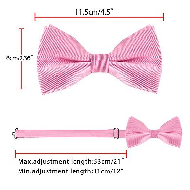 Men's Solid Color Pre-Tied Bow Tie with Matching Pocket Square Set for Wedding Party