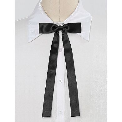 Unisex Pre-Tied Adjustable String Bow Tie with Long Ribbon Solid Color Uniform Bowties