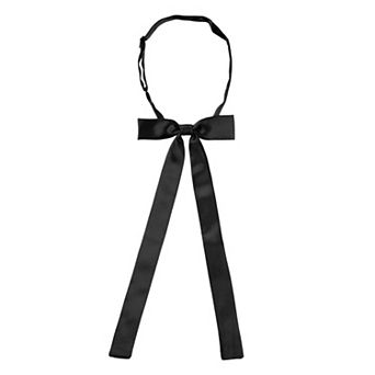 Unisex Pre-Tied Adjustable String Bow Tie with Long Ribbon Solid Color Uniform Bowties
