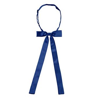 Unisex Pre-Tied Adjustable String Bow Tie with Long Ribbon Solid Color Uniform Bowties