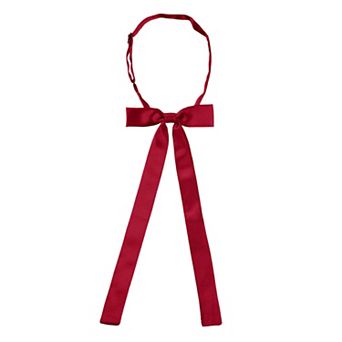 Unisex Pre-Tied Adjustable String Bow Tie with Long Ribbon Solid Color Uniform Bowties