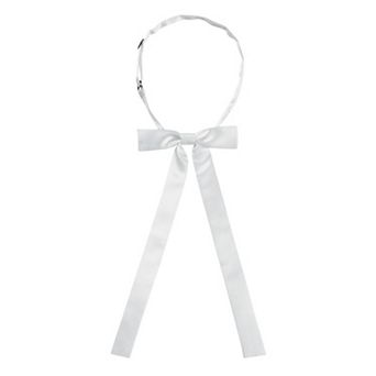 Unisex Pre-Tied Adjustable String Bow Tie with Long Ribbon Solid Color Uniform Bowties