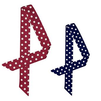 2 pc Skinny Silky Scarf Polka Dots Waistband Narrow Neck Scarf