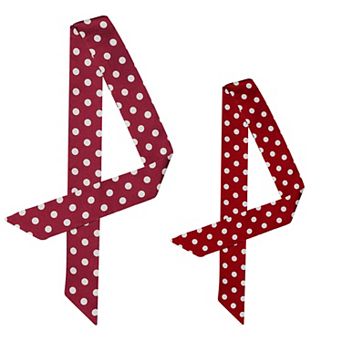 2 pc Skinny Silky Scarf Polka Dots Waistband Narrow Neck Scarf