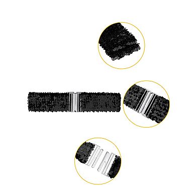 Women's Plus Size Stretchy Waist Belts Metal Interlock Buckles Sequins Decor Belts for Dresses
