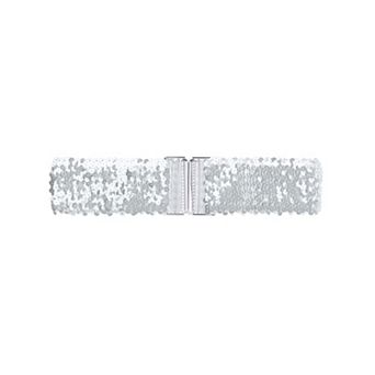 Women's Plus Size Stretchy Waist Belts Metal Interlock Buckles Sequins Decor Belts for Dresses