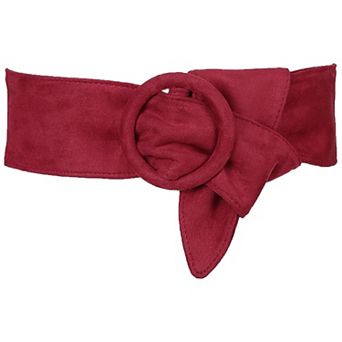 Ladies Solid Wide Waist Belt Vintage Round Buckle Obi Cinch Waistband for Dress