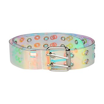 Women's Clear Waist Belts Plus Size Grommet Transparent Pin Buckle Belt for Jeans Dresses Shorts