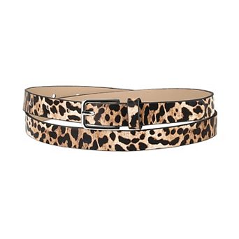 Women's Skinny Waist Belts Single Pin Buckle Cute Animal Printed Pants Dress Thin Faux Leather Belt