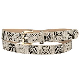 Women's Slim Thin Waist Belt Snakeskin Embossed Skinny Belts Waistband for Jeans Pants