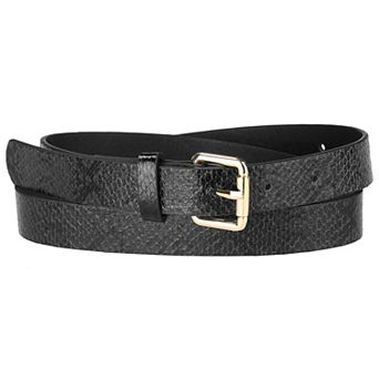 Women's Slim Thin Waist Belt Snakeskin Embossed Skinny Belts Waistband for Jeans Pants