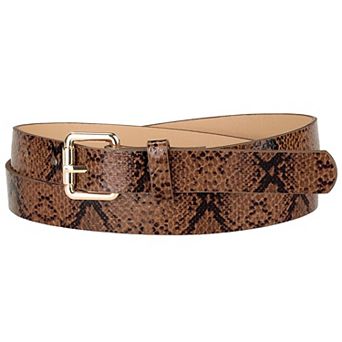 Women's Slim Thin Waist Belt Snakeskin Embossed Skinny Belts Waistband for Jeans Pants