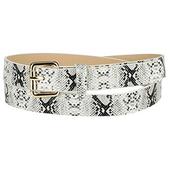 Women's Slim Thin Waist Belt Snakeskin Embossed Skinny Belts Waistband for Jeans Pants