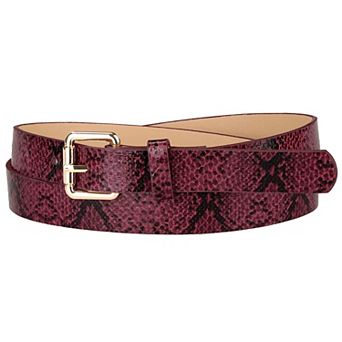 Women's Slim Thin Waist Belt Snakeskin Embossed Skinny Belts Waistband for Jeans Pants