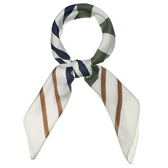 Women's Stripe Print Square Scarves Kerchief Neck Head Scarf Neckerchief Headband