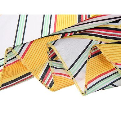 Women's Small Stripe Print Square Neck Wrap Scarves Head Scarf Kerchief Neckerchief