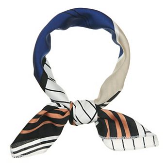 Women's Small Stripe Print Square Neck Wrap Scarves Head Scarf Kerchief Neckerchief