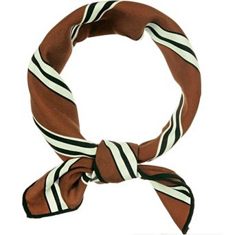 Women's Small Stripe Print Square Neck Wrap Scarves Head Scarf Kerchief Neckerchief