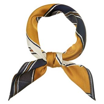 Women's Small Stripe Print Square Neck Wrap Scarves Head Scarf Kerchief Neckerchief