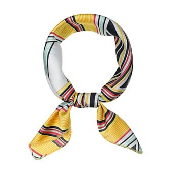 Women's Small Stripe Print Square Neck Wrap Scarves Head Scarf Kerchief Neckerchief