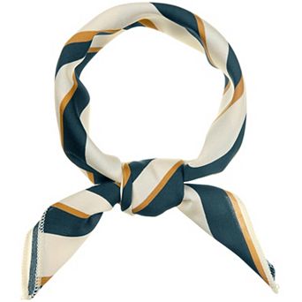 Women's Small Stripe Print Square Neck Wrap Scarves Head Scarf Kerchief Neckerchief