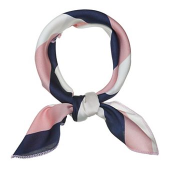 Women's Small Stripe Print Square Neck Wrap Scarves Head Scarf Kerchief Neckerchief