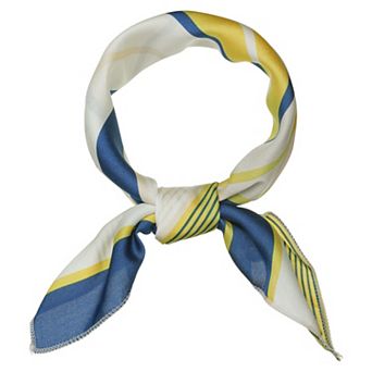 Women's Small Stripe Print Square Neck Wrap Scarves Head Scarf Kerchief Neckerchief