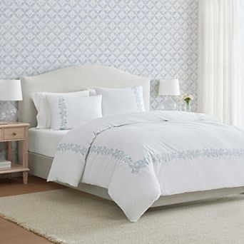 Martha Stewart Garden Path Embroidery Duvet Cover Set with Shams