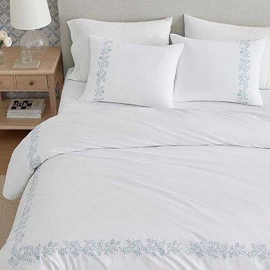 Martha Stewart Garden Path Embroidery Duvet Cover Set with Shams