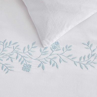 Martha Stewart Garden Path Embroidery Duvet Cover Set with Shams
