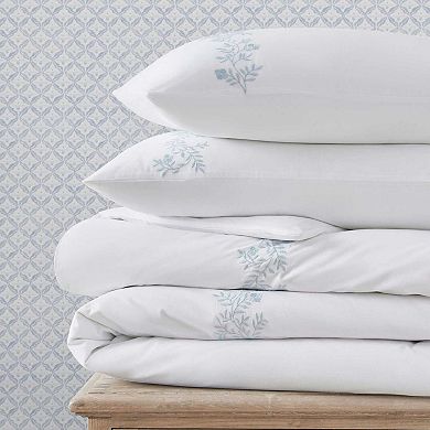 Martha Stewart Garden Path Embroidery Duvet Cover Set with Shams