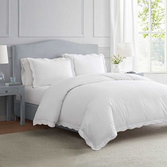 Martha Stewart Simple Scallop Duvet Cover Set with Shams