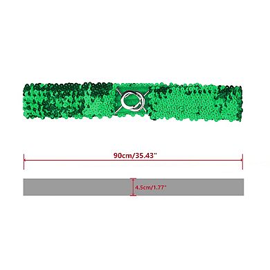 Women's Plus Size Stretchy Skinny Waist Belts Shiny Sequins Decor Elastic Belts for Dresses