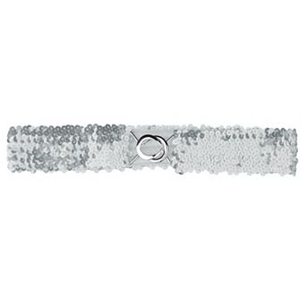 Women's Plus Size Stretchy Skinny Waist Belts Shiny Sequins Decor Elastic Belts for Dresses