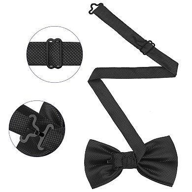 Men's Textured Adjustable Strap Elegant Solid Classic Pre-tied Bow Tie for Wedding Formal