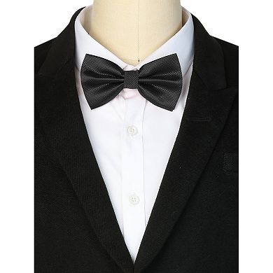 Men's Textured Adjustable Strap Elegant Solid Classic Pre-tied Bow Tie for Wedding Formal