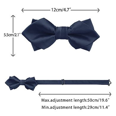 Men's Diamond Pointed Bowties Pre-tied Solid Bow Ties for Formal Wedding