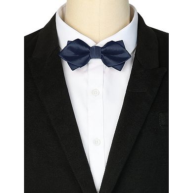 Men's Diamond Pointed Bowties Pre-tied Solid Bow Ties for Formal Wedding