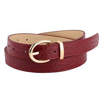 Embossed Belts Leather Waist Alloy Pin Buckle Belt for Women