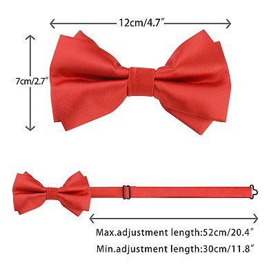 Men's Bow Tie Adjustable Pre-Tied Bowties Layered Solid Bow Ties for Men Wedding