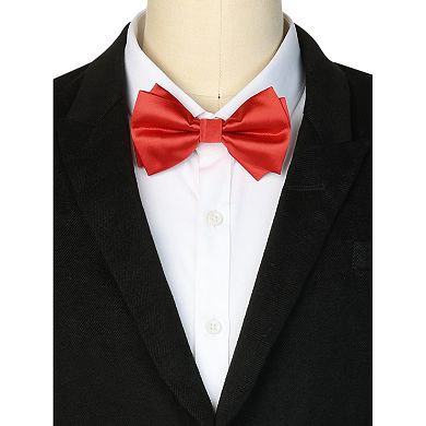Men's Bow Tie Adjustable Pre-Tied Bowties Layered Solid Bow Ties for Men Wedding